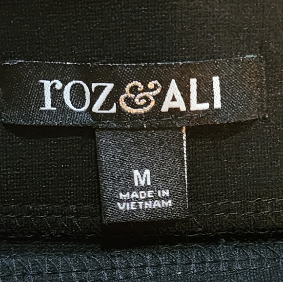 Roz & Ali Black A-Line Midi Skirt Gold Button Front Sailor Style Medium - Picture 5 of 6